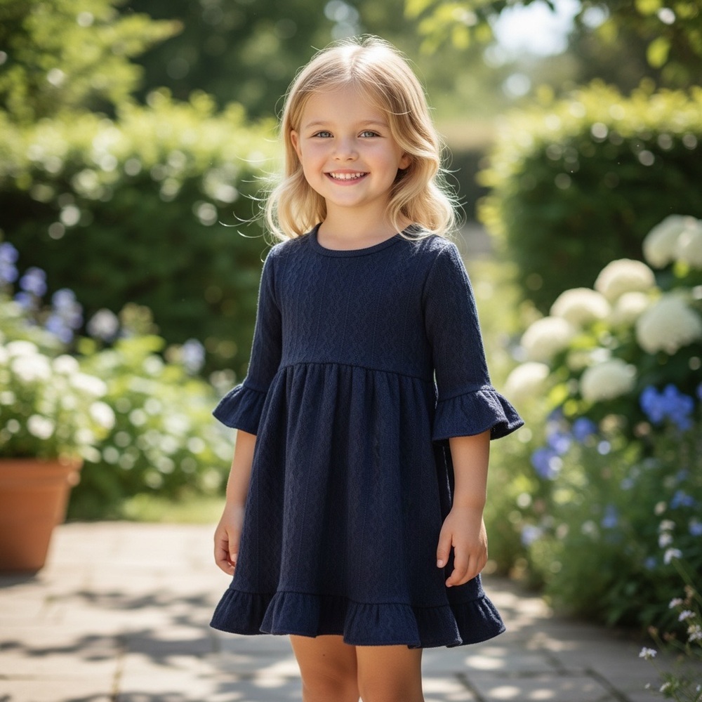 NWT Rare Editions Navy Bell Sleeve Knit Dress‎ Thanksgiving Holiday Christmas